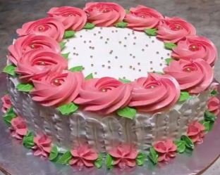 Pastelcanasteadoconrosetonesrosados
